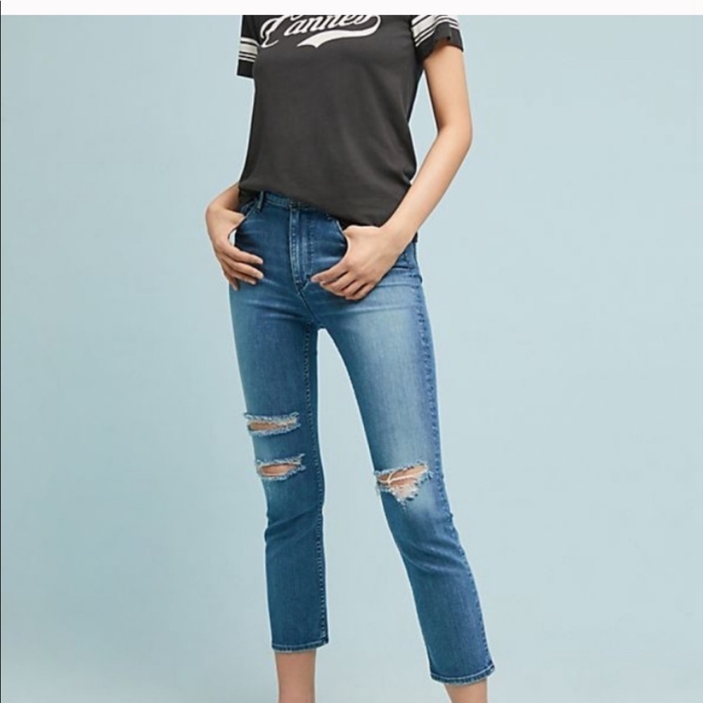 Anthropologie Collette slim cropped high rise slim leg zipper fly jeans